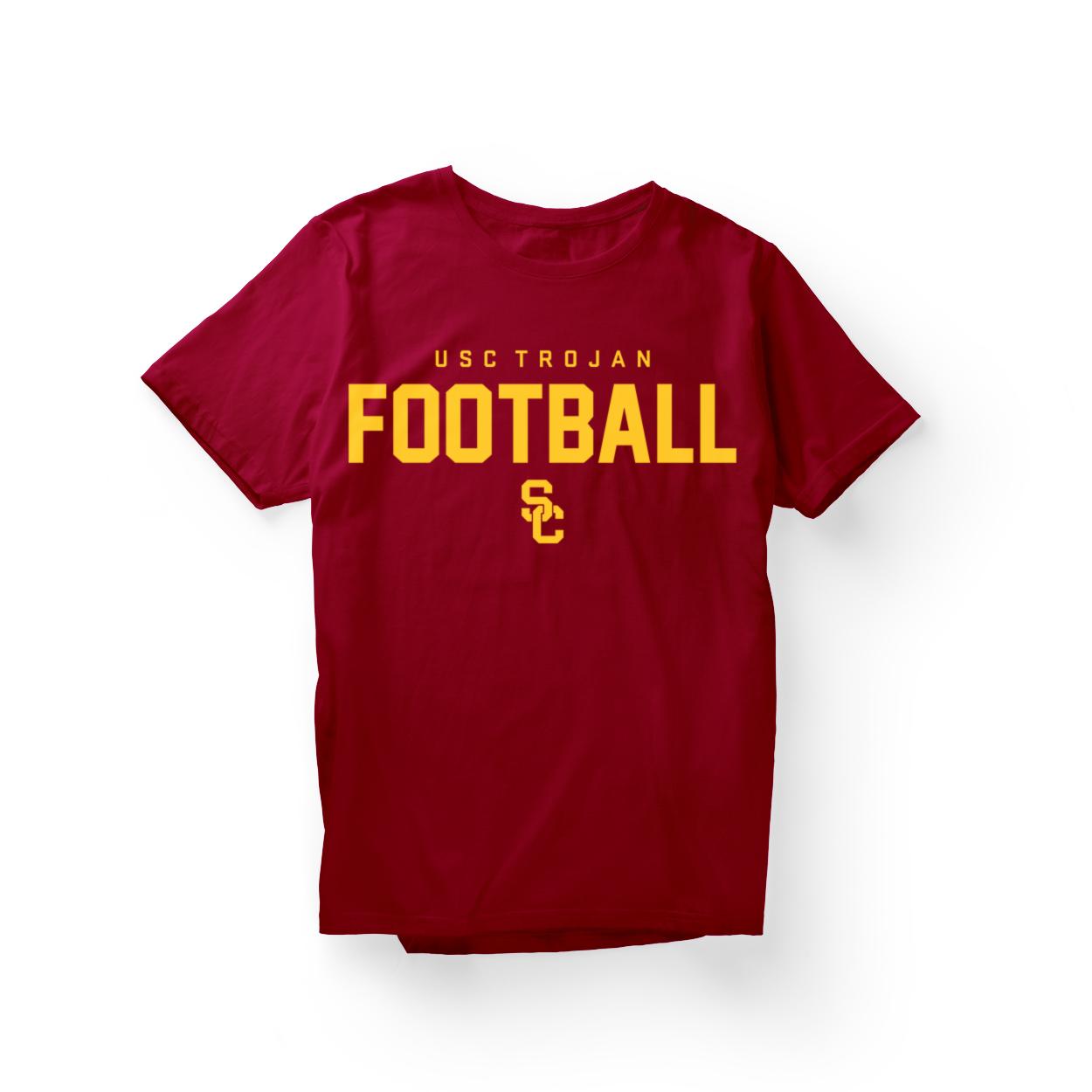 SC Interlock USC Trojan Spellout Football SS Tee Cardinal image01
